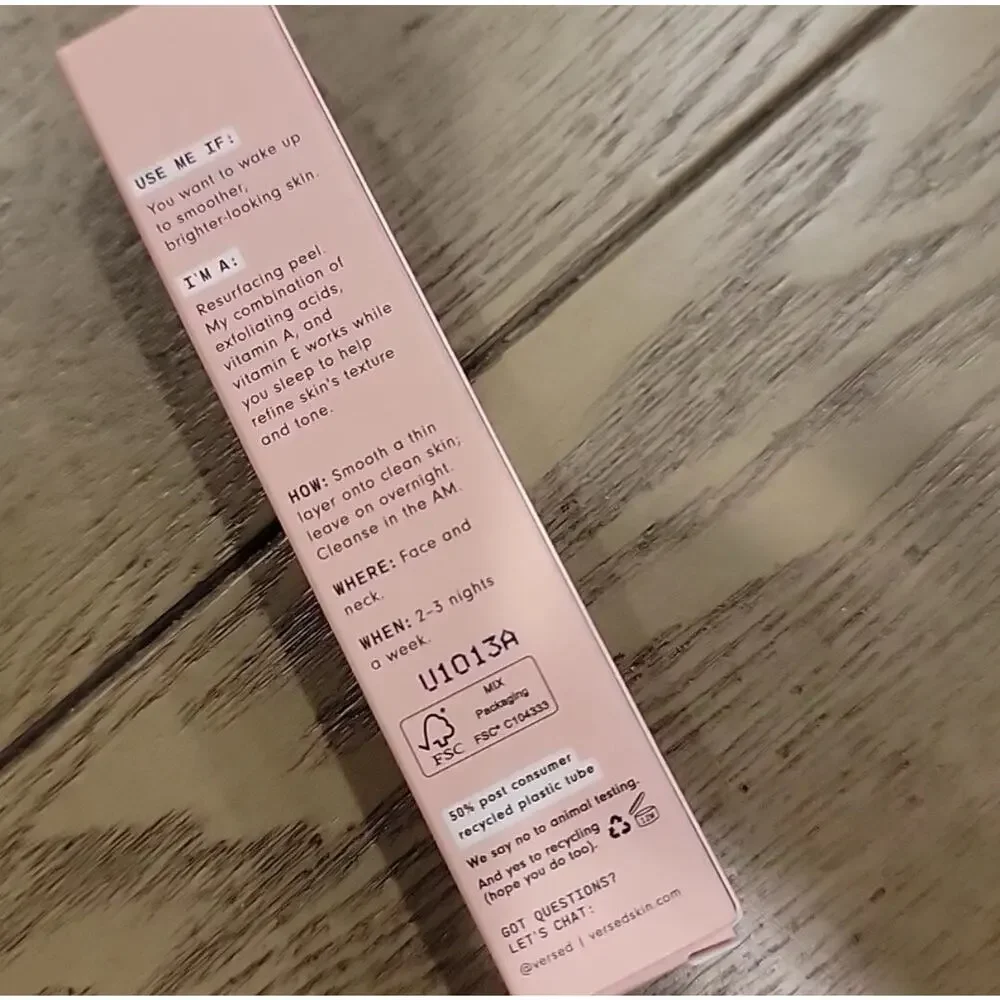 Versed The Shortcut Overnight Peel Mini 0.5 oz AHA Retinol Exfoliant NIB